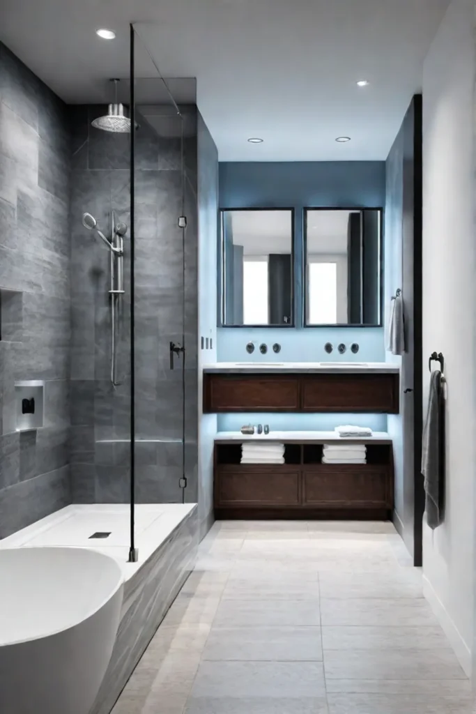 Luxury bathroom with double vanity and walkin shower