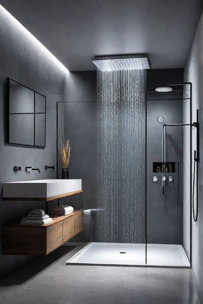 Luxury shower with chromatherapy lighting and steam