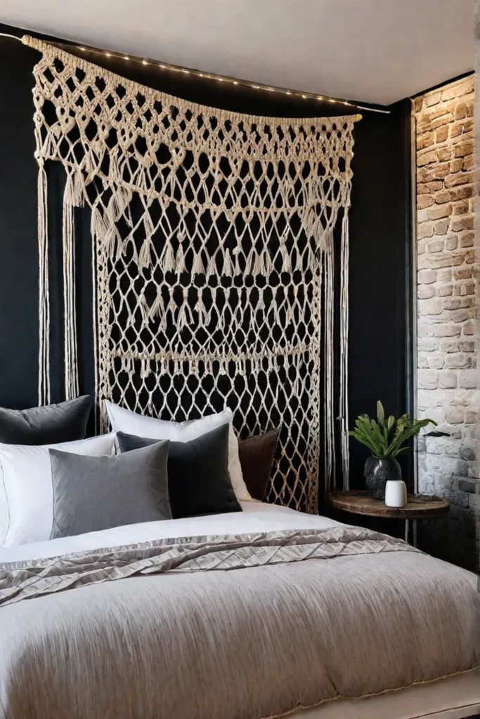 Macrame wall art adding bohemian touch to a bedroom