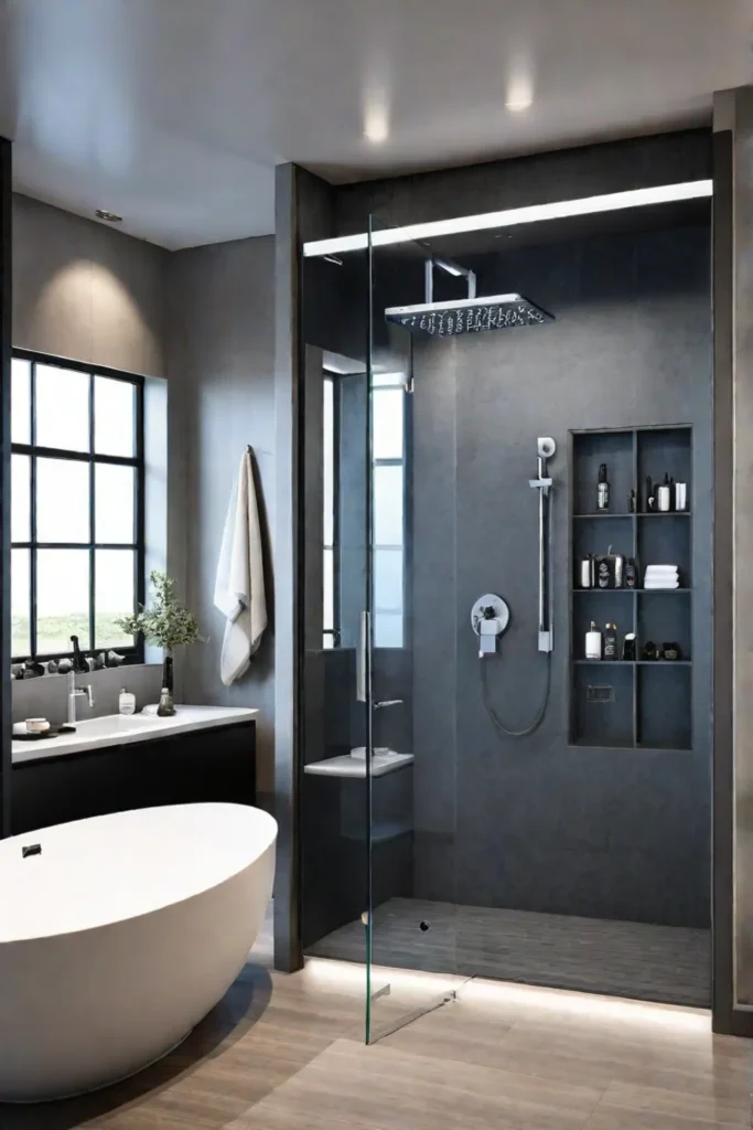 Master bathroom with a steam shower