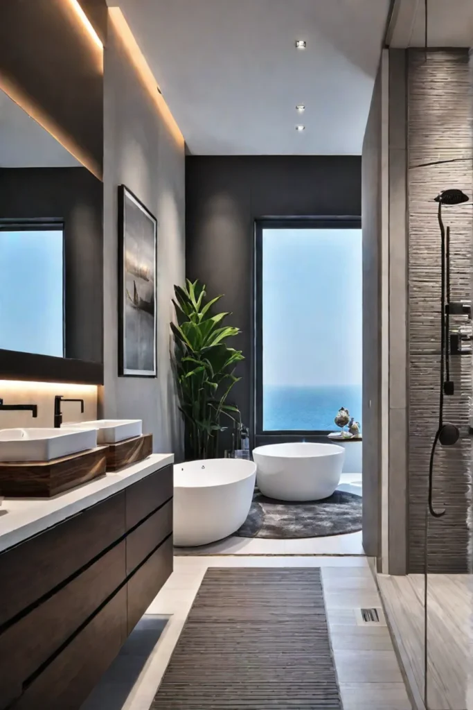 Master bathroom with seamless integration of smart technology and design
