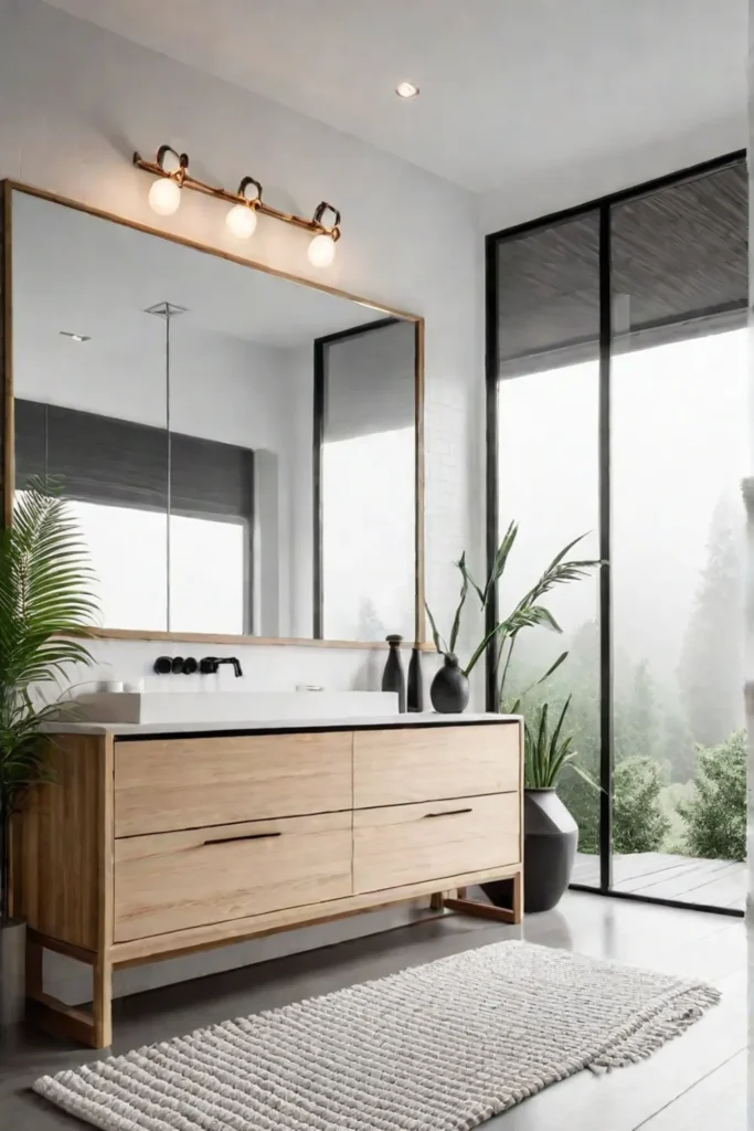 Minimalist Scandinavian bathroom with natural light