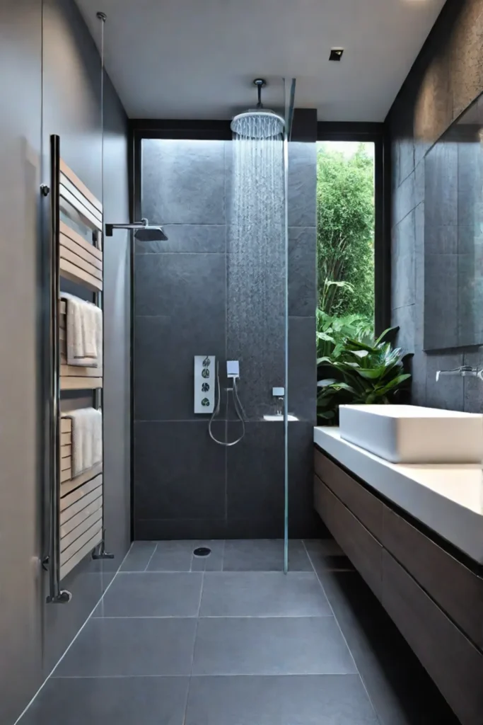 Modern bathroom with minimalist walkin shower