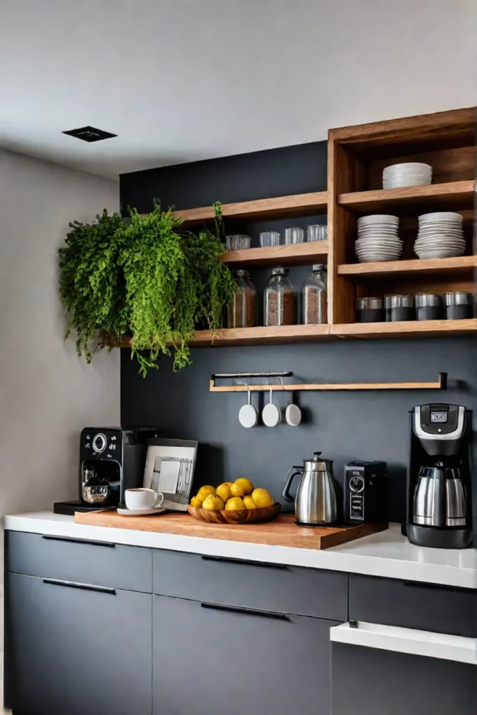 Modern kitchen with builtin coffee station