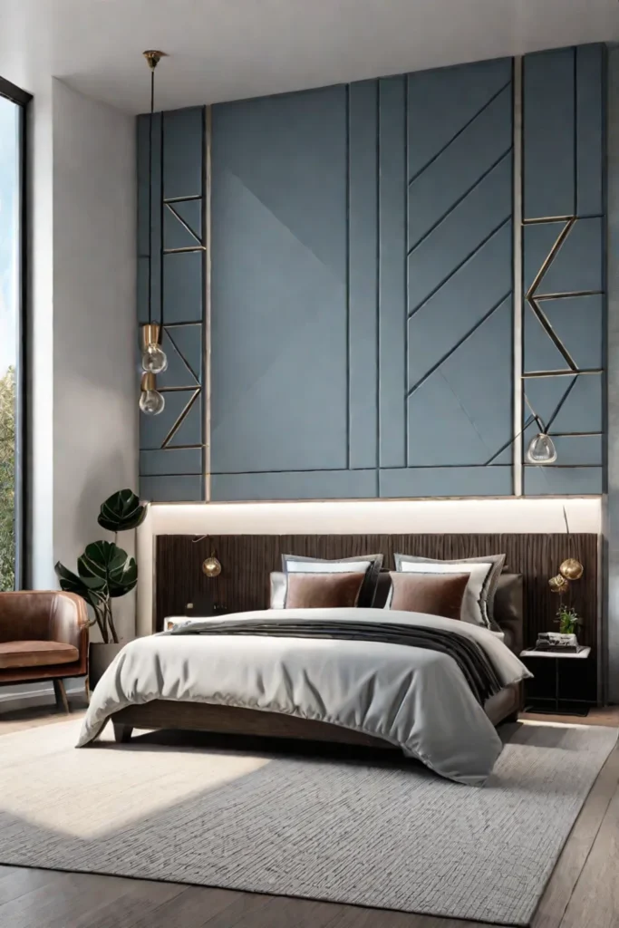 Modern bedroom with 3D wall panels