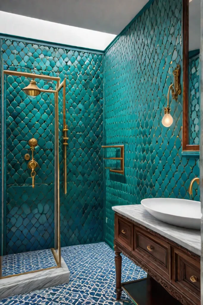 Moroccan tile bathroom with vibrant colors