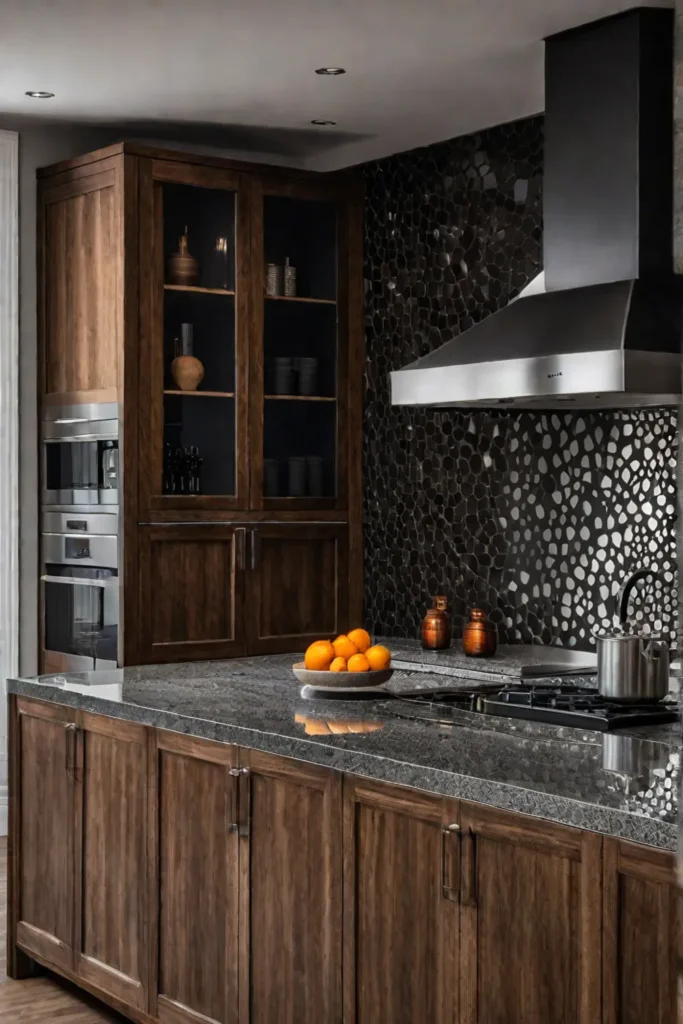 Mosaic tile countertop in a traditional kitchen