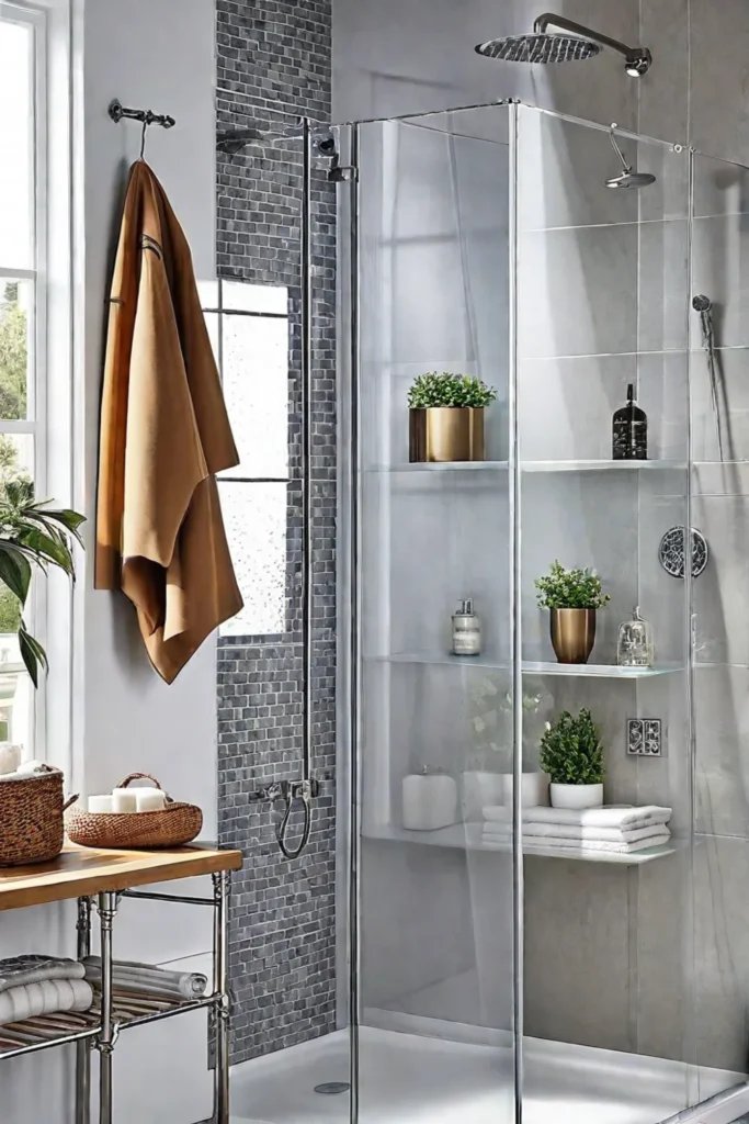 Natural light and lightcolored tiles in a small shower
