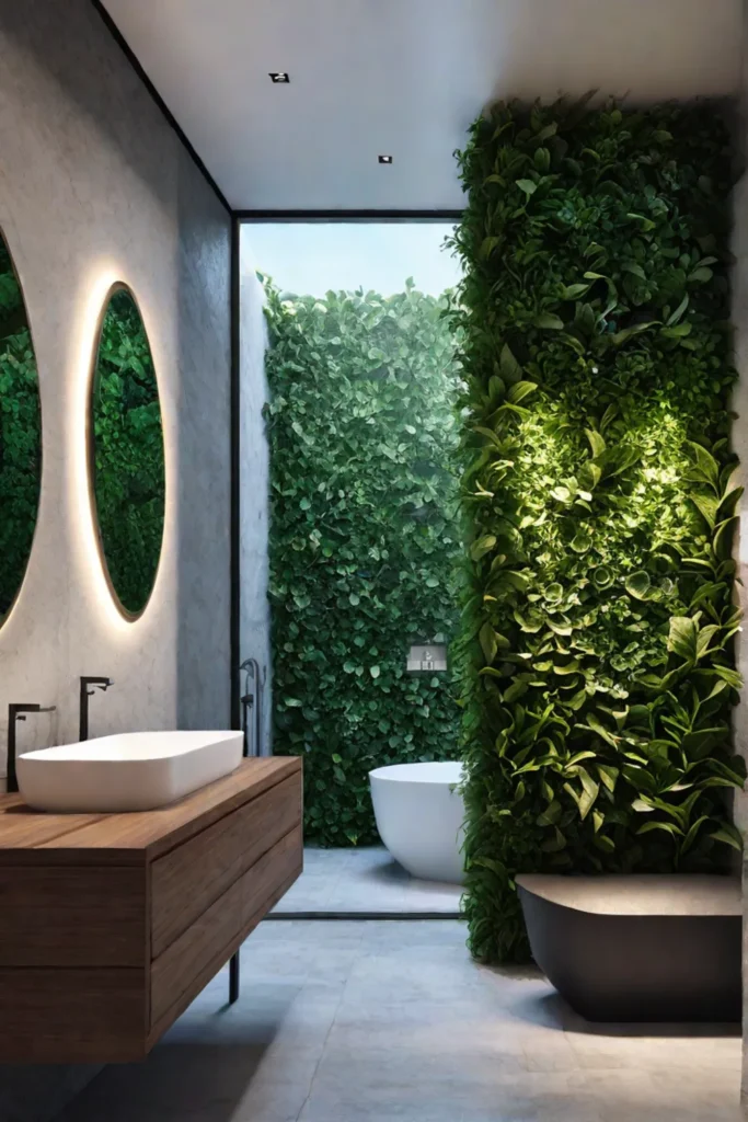 Natureinspired bathroom with a living wall and sustainable materials