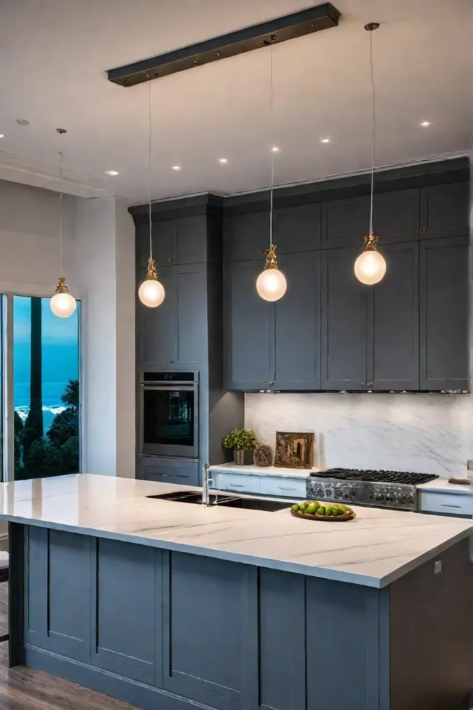 Openconcept kitchen with layered lighting scheme