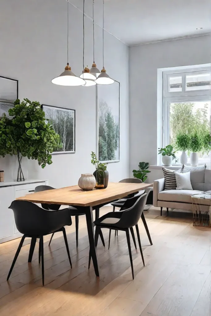 Openplan kitchen and living room with Scandinavian design elements