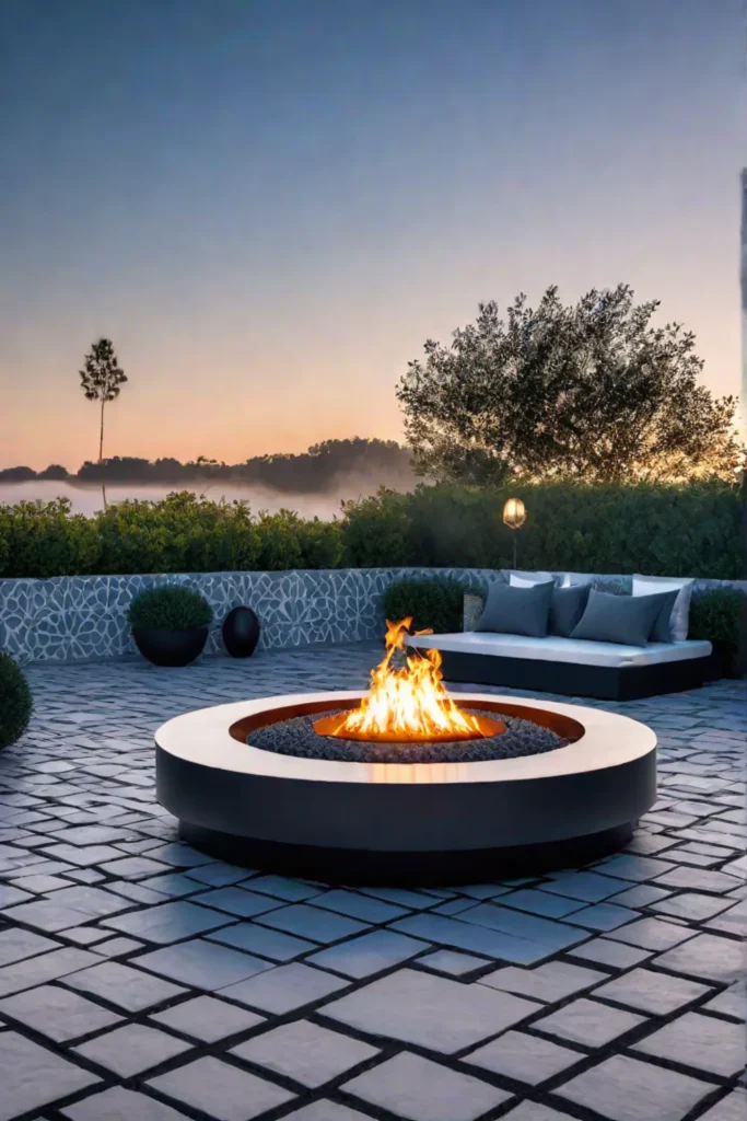 Patio_with_custom_fire_pit_and_unique_sculptures