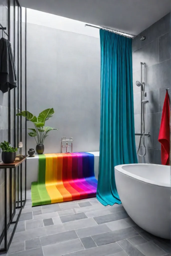 Rainbowthemed bathroom with colorful tiles and a celebration of diversity