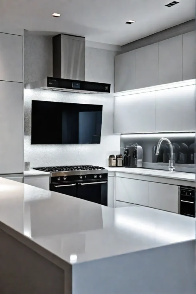 Reflective surfaces in a small kitchen design