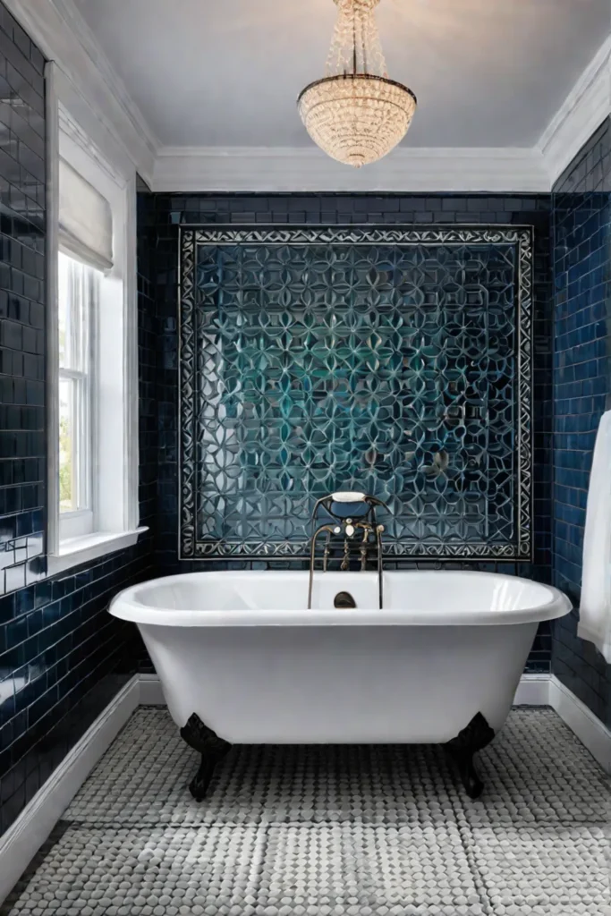 Renovated bathroom with subway tiles and a classic clawfoot tub
