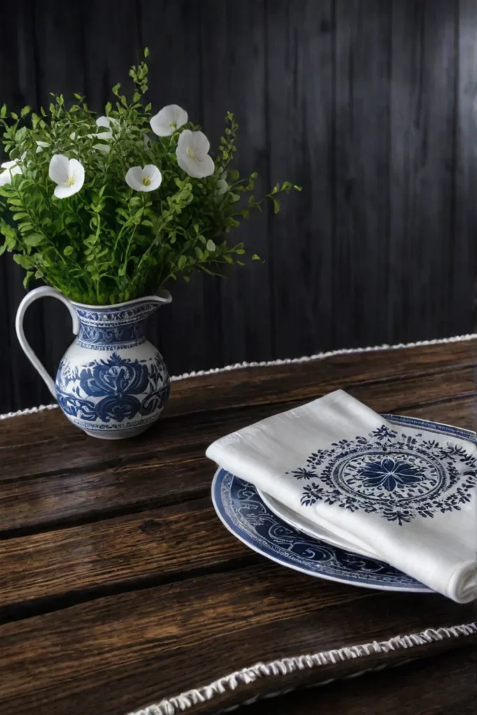 Rustic table setting with Scandinavian textiles