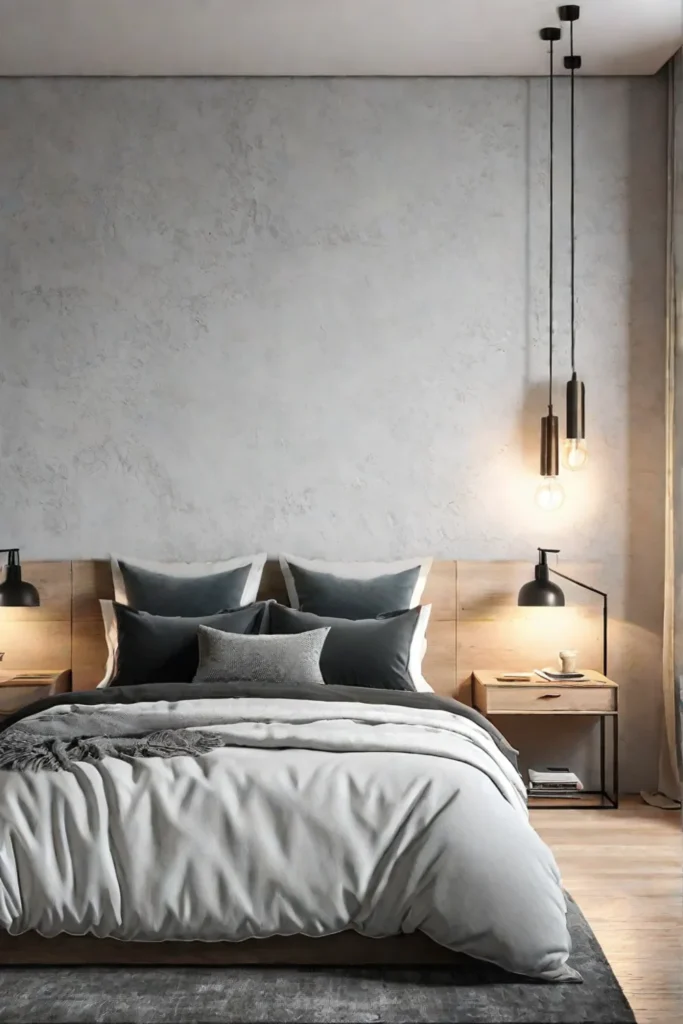 Scandinavian bedroom with limewash textured wall