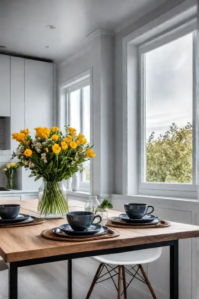 Scandinavian breakfast nook with Iittala tableware and natural light