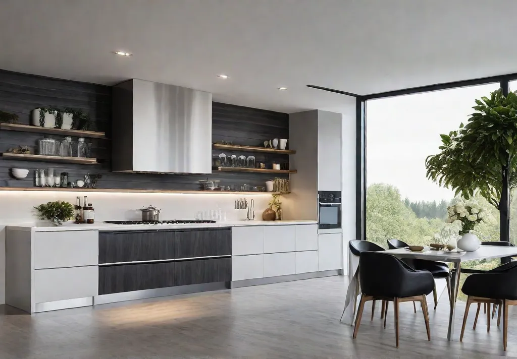 Showcase a sleek and modern contemporary kitchen with clean lines neutral colorsfeat