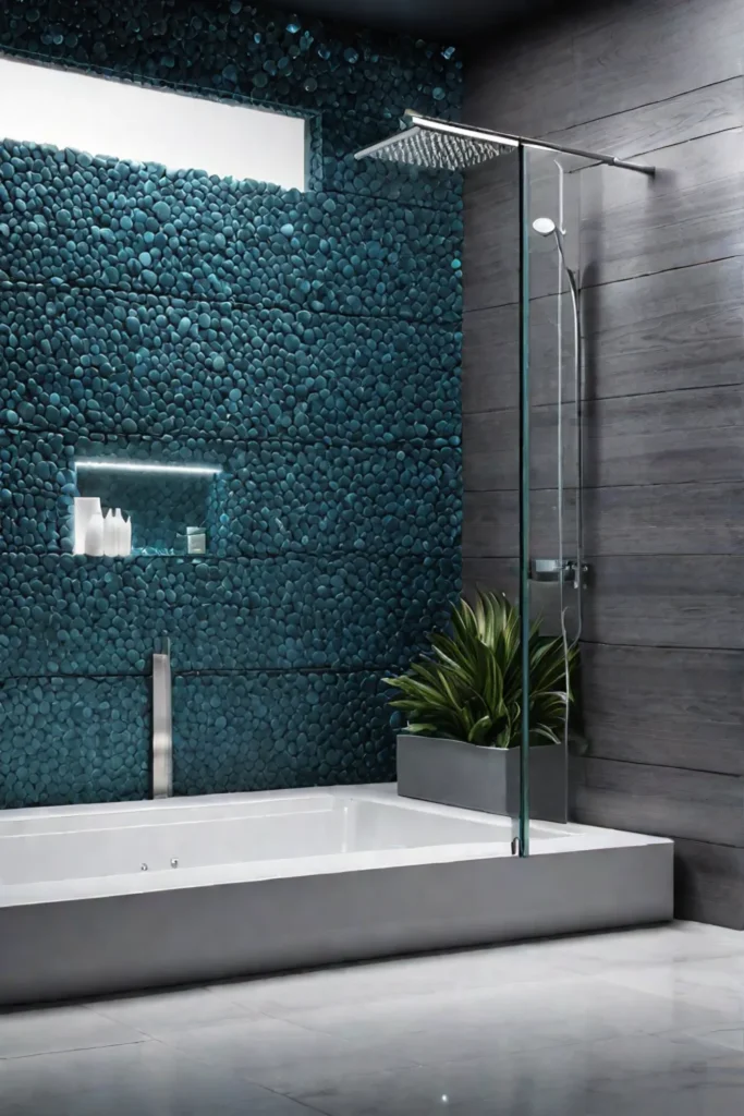 Shower with mosaic border