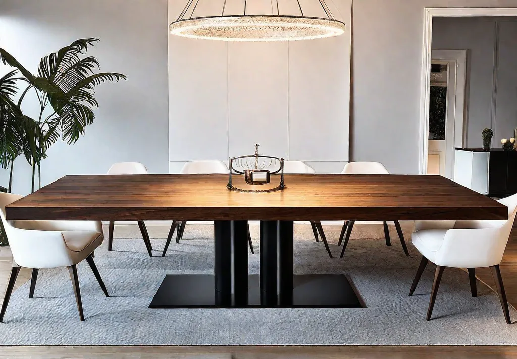 Sleek and minimalist dining table with a clean modern design and afeat