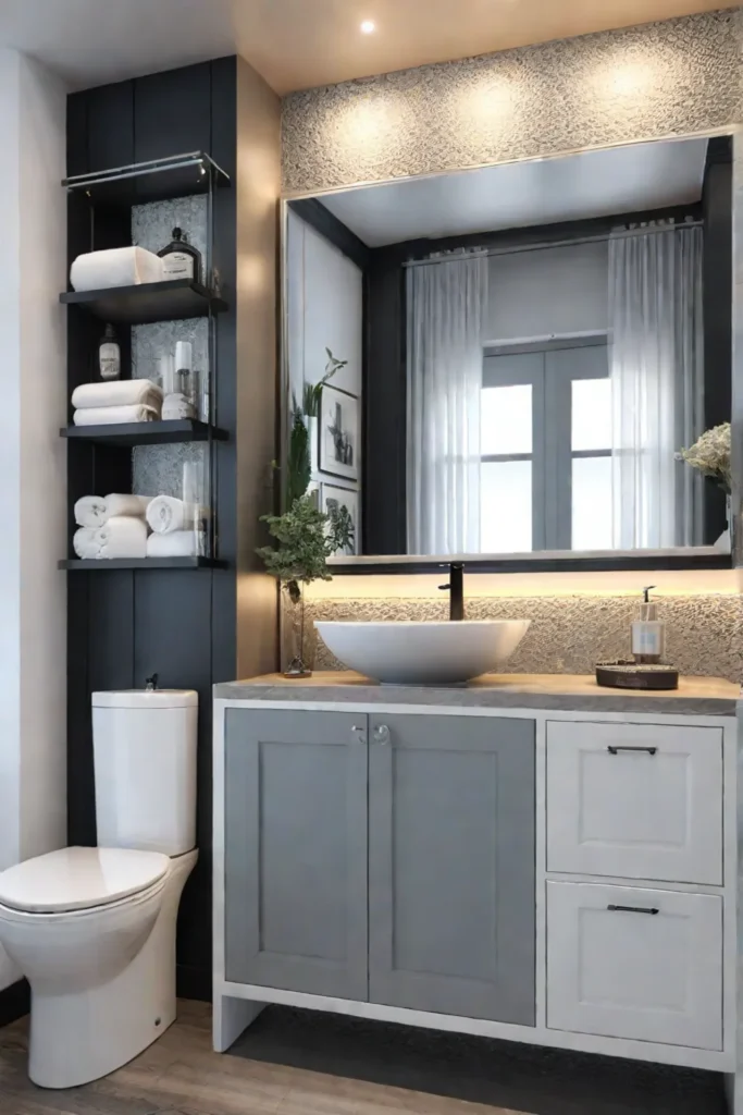 Small bathroom with spacesaving features