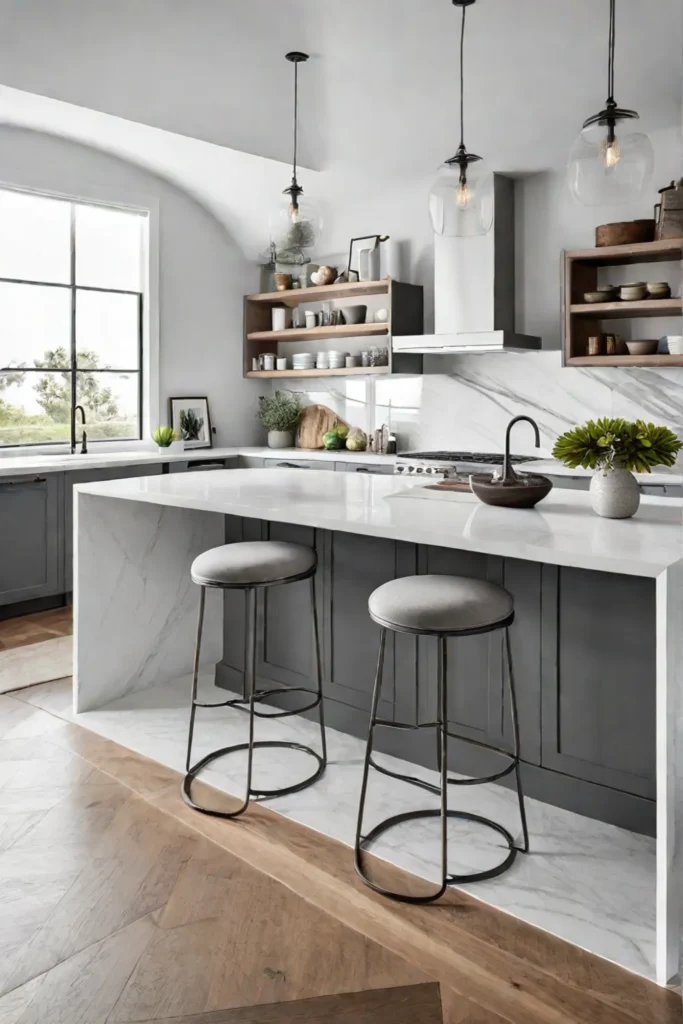 Small kitchen maximizing space with a minimalist island design