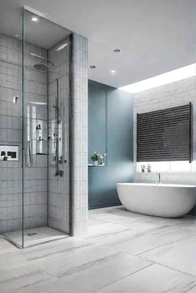 Smaller tiles in the shower area for improved traction and safety