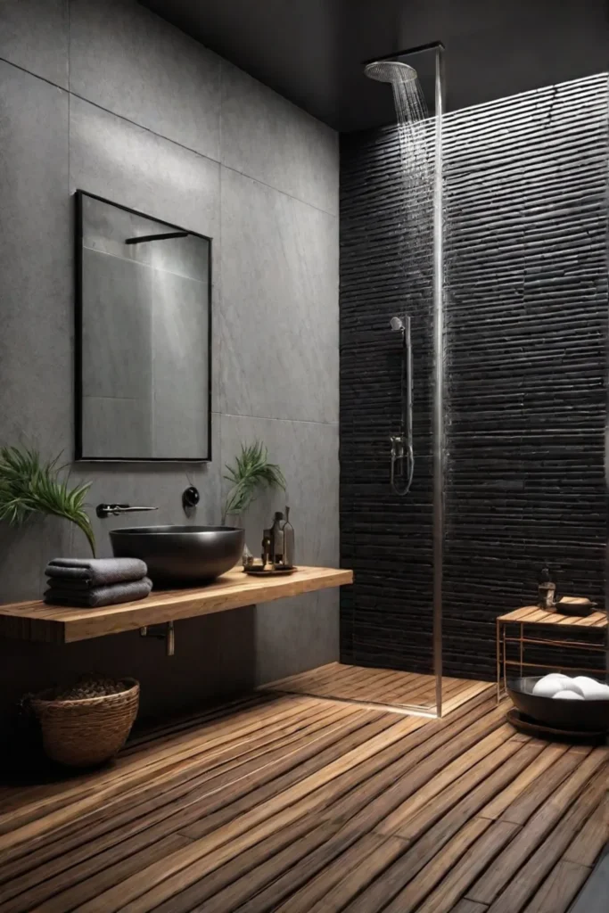 Spalike shower with bamboo tiles
