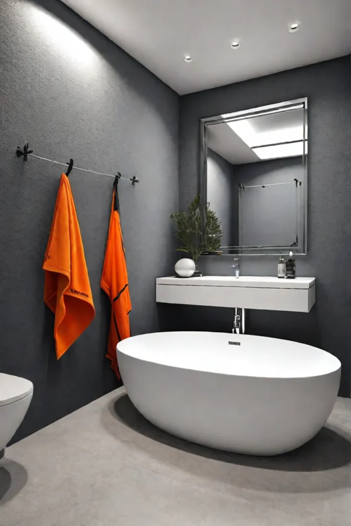 Sportsthemed bathroom with team colors and actionpacked wall murals
