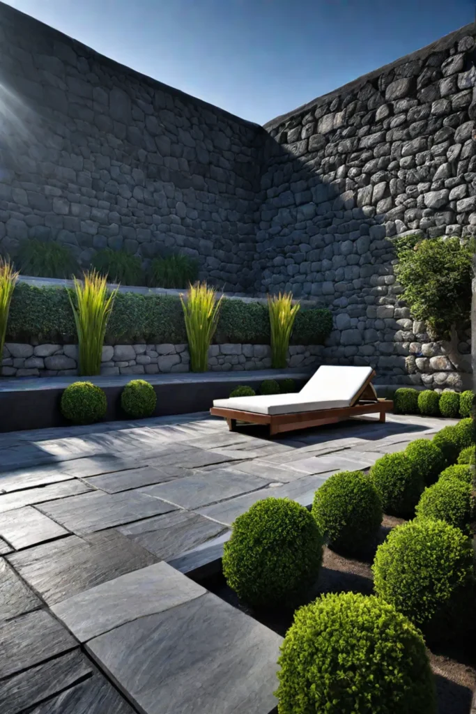 Stone deck with serene garden