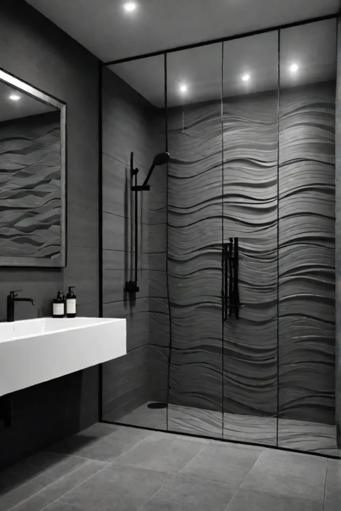 Textured gray tiles with wave pattern