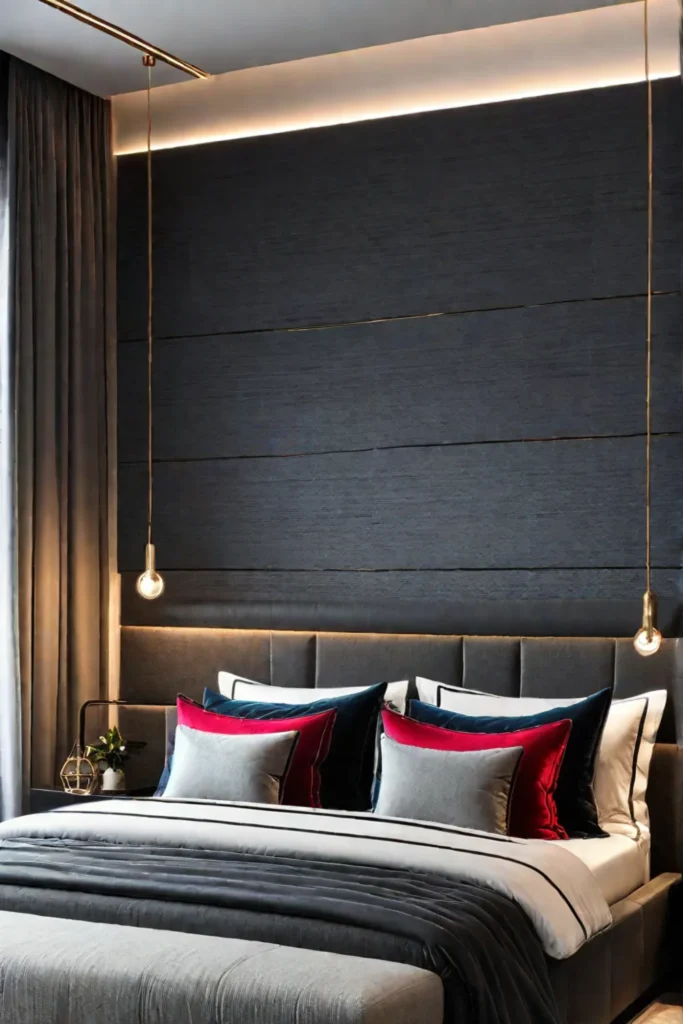 Textured wall panels with plush fabric for a luxurious bedroom