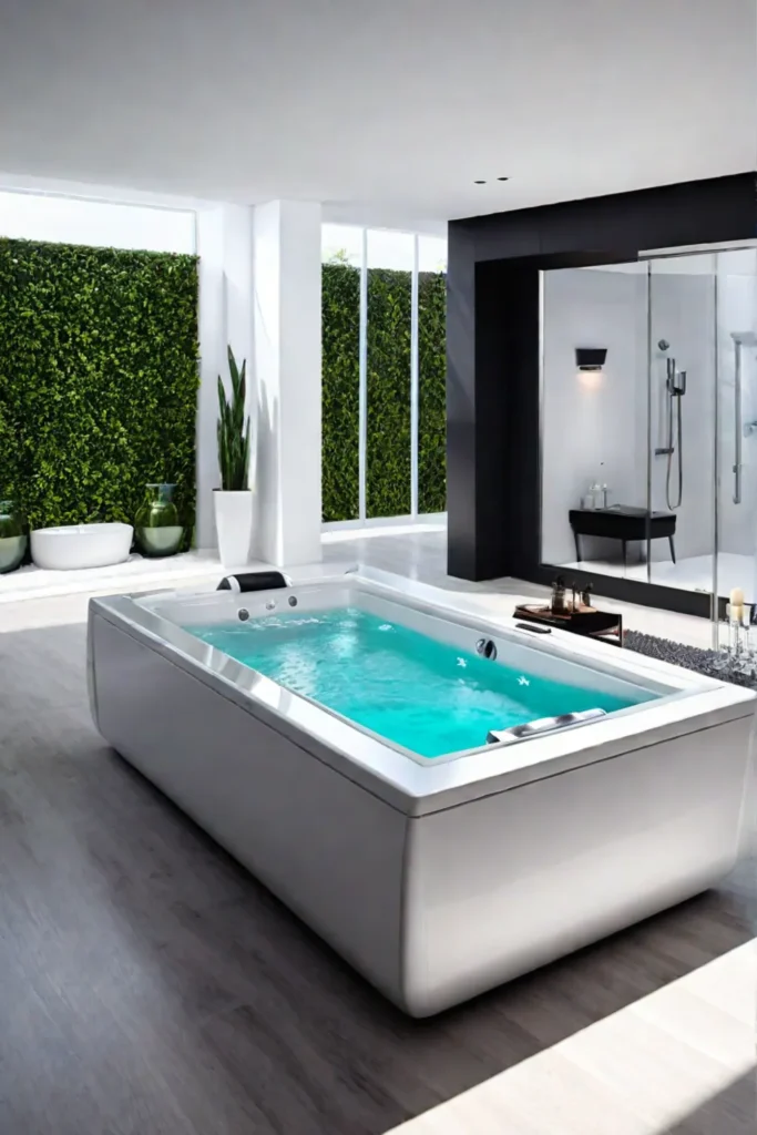 Wellnessfocused bathroom with a smart bathtub and aromatherapy