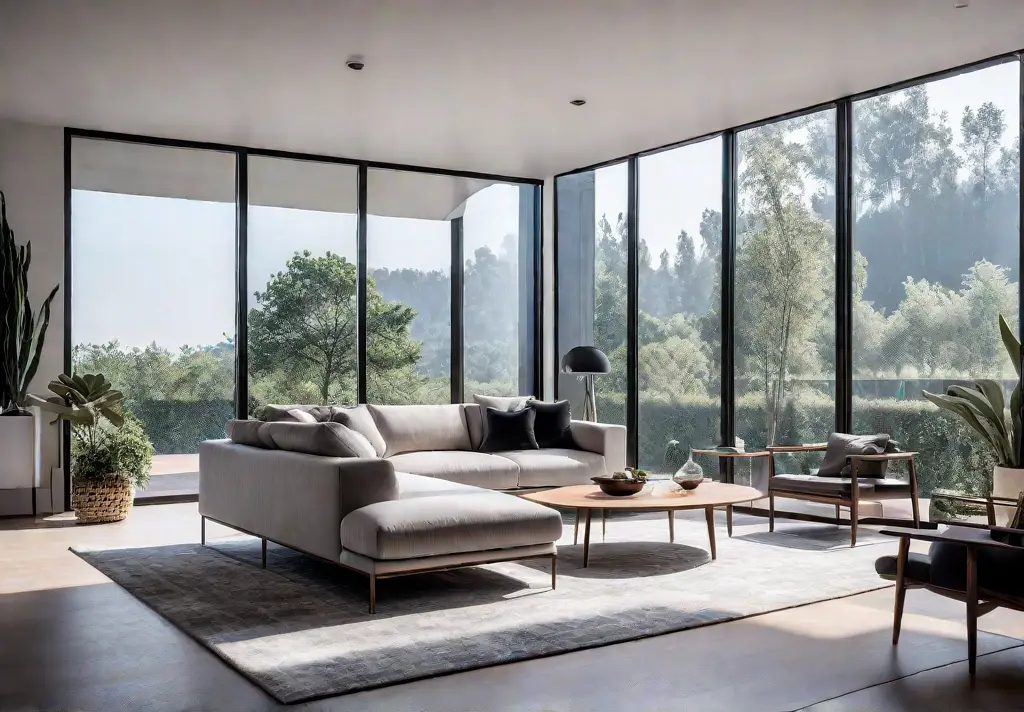 A spacious modern living room bathed in natural light