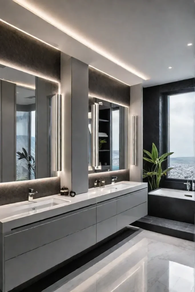 Bathroom storage with mirrors