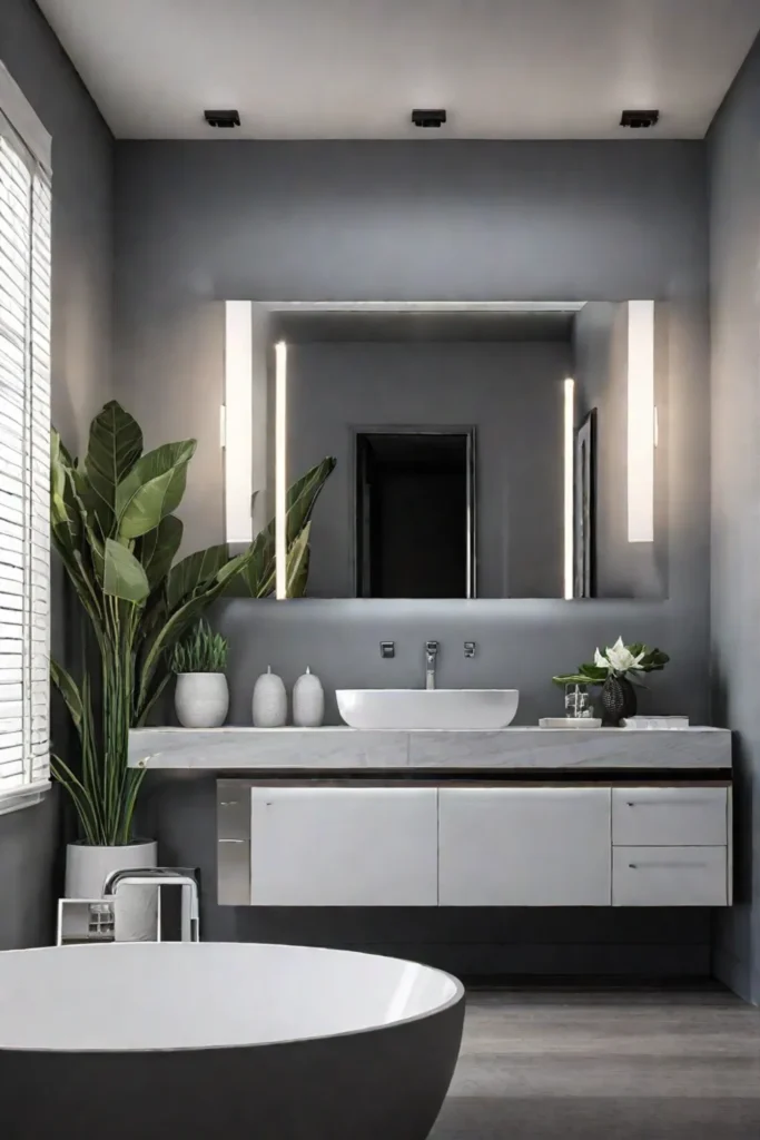 Bathroom with layered lighting techniques