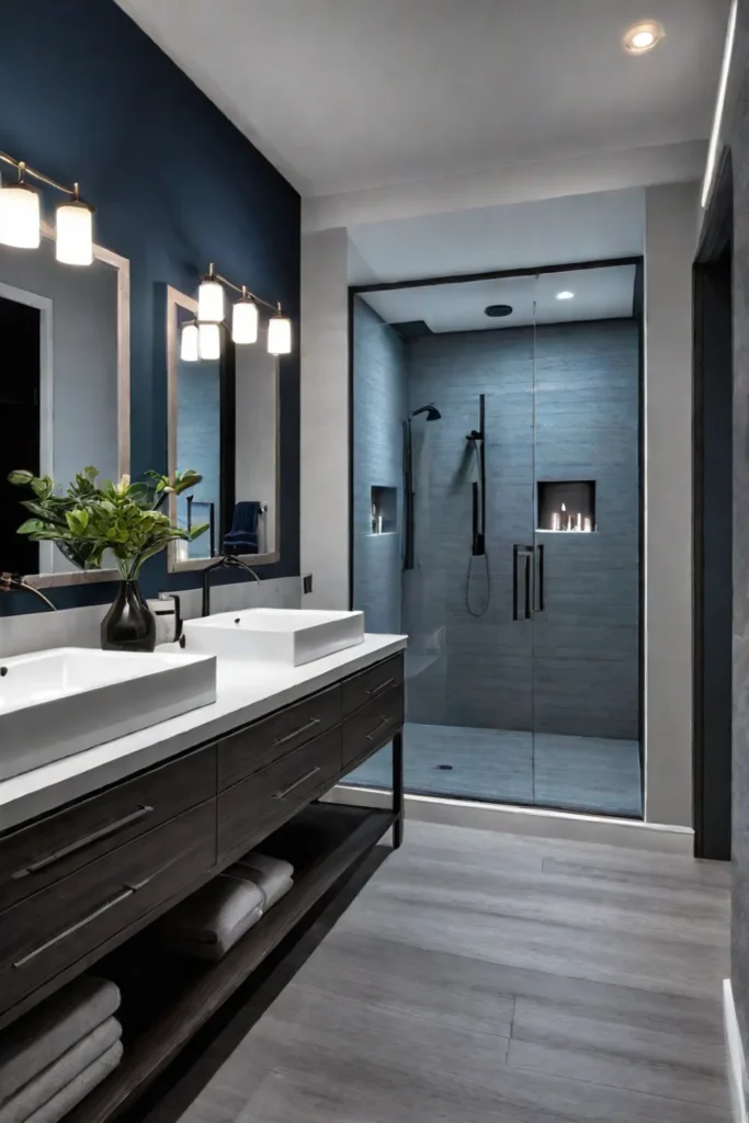 Bathroom with task ambient and accent lighting