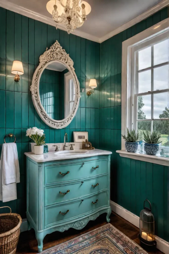 Bathroom with vintage and colorful elements