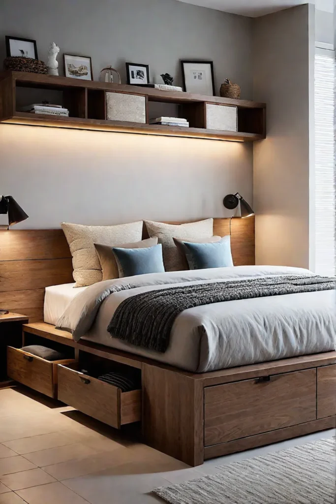 Bedroom with efficient storage solutions