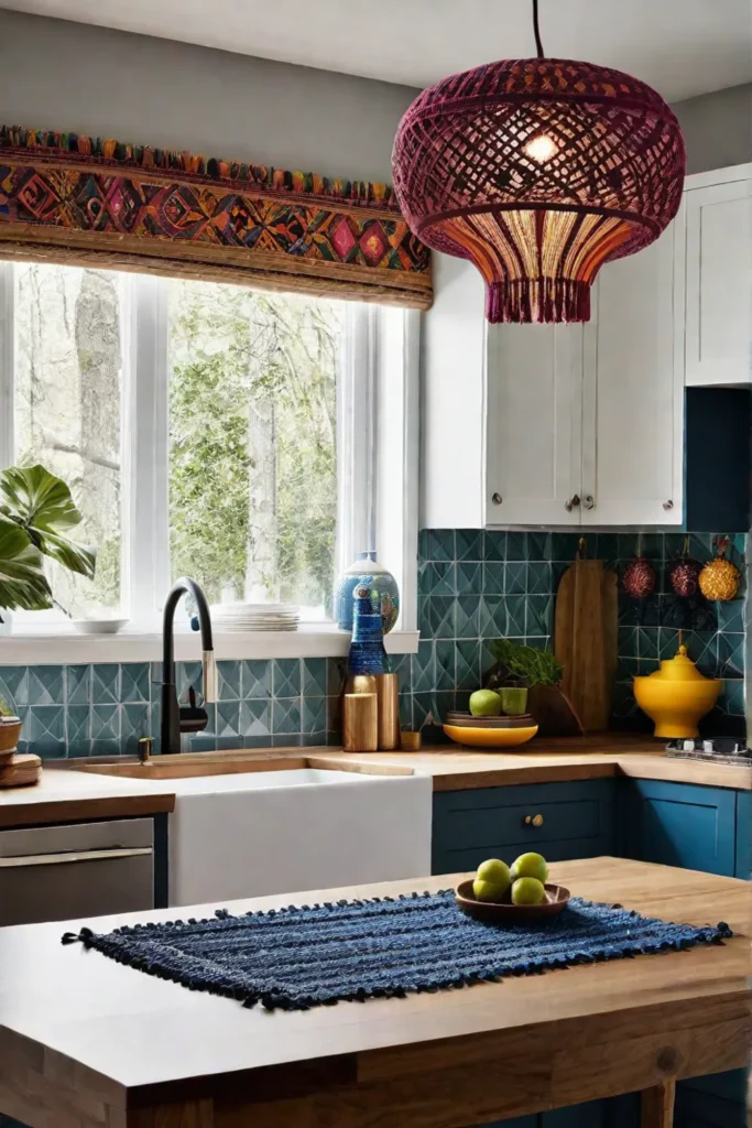 Custommade lighting in a colorful kitchen