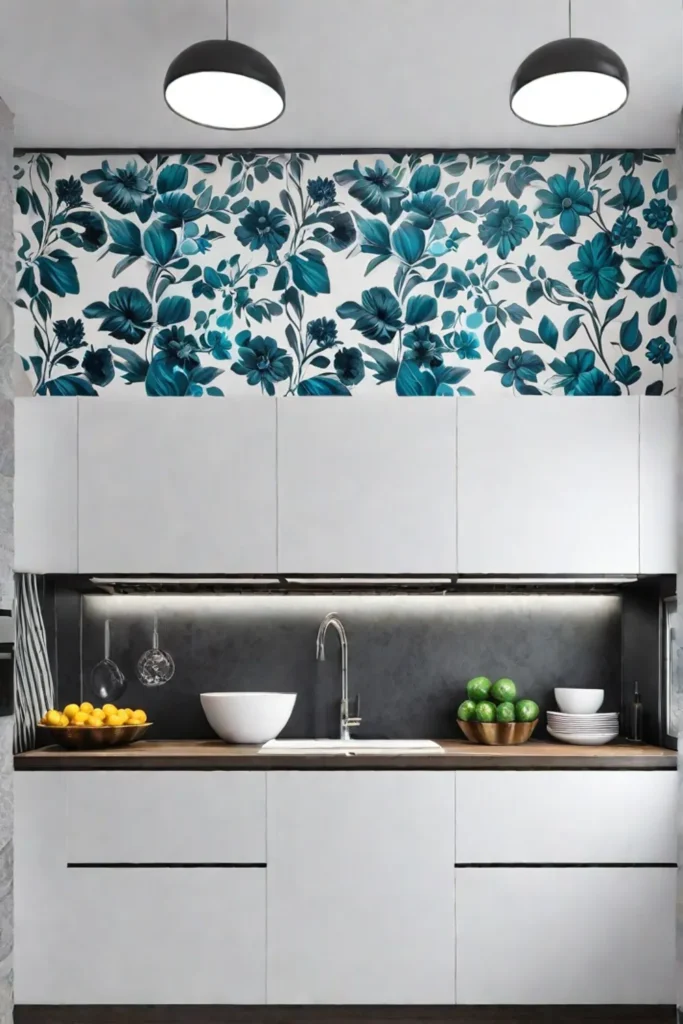 Easytoclean wallpaper in a busy kitchen