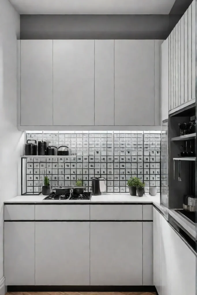 Efficient small kitchen layout with innovative storage
