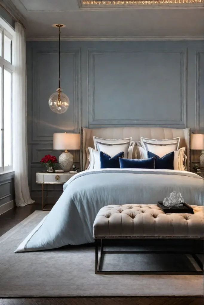 Elegant small bedroom highquality textiles