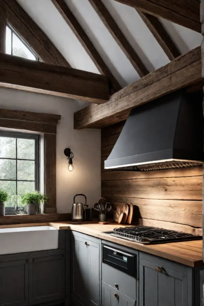 Farmhouse kitchen with wood backsplash