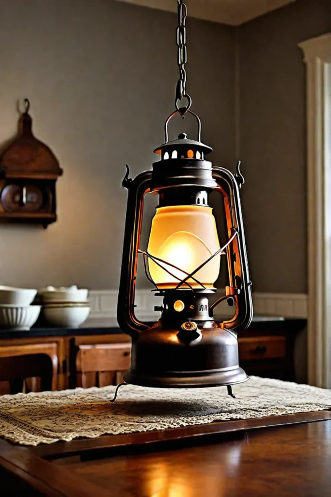 Garage sale lantern repurposed as a pendant light