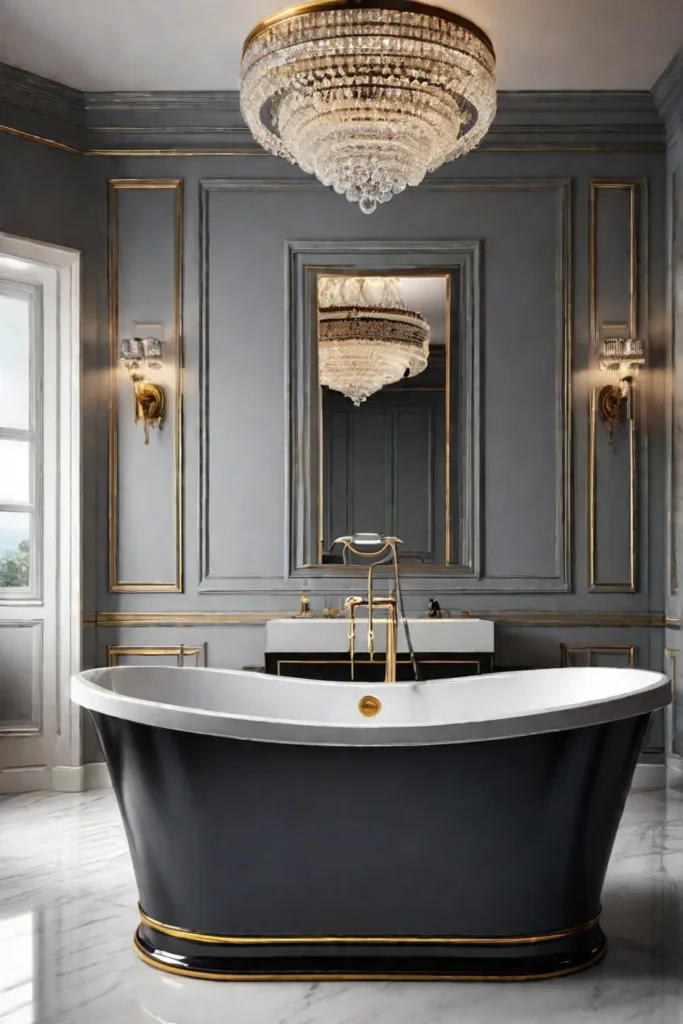 Glamorous spa bathroom with Hollywood Regency style