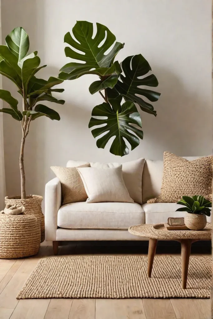Indoor plant adding vibrancy to a simple living room design