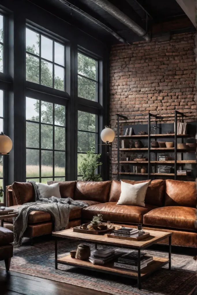 Industrial living room with affordable furniture