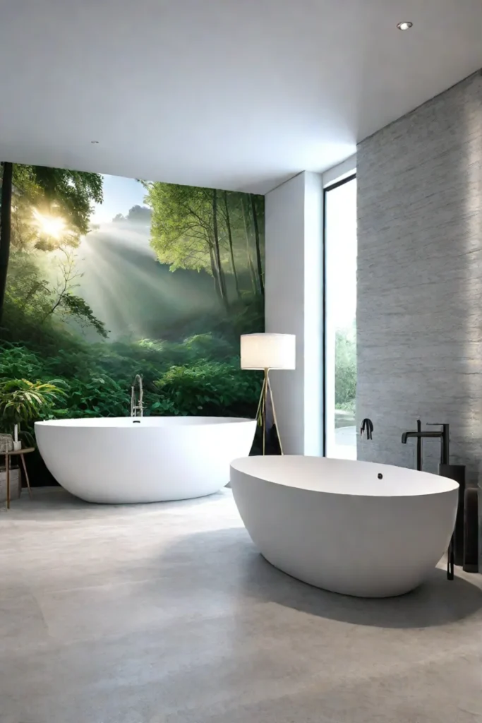 Landscape wallpaper serene bathroom tranquil